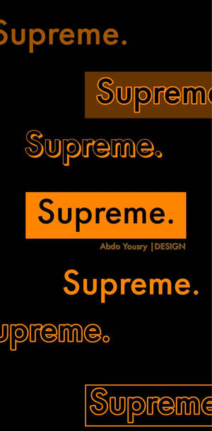 黑色背景上不同尺寸和風格的橙色 Supreme 標誌。 — 橙色美學 壁紙