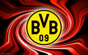 BVB 09 足球會標誌，黃、黑、紅抽象漩渦背景。 — 火影忍者海報 壁紙