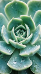 葉上有水滴嘅多肉植物。 — 綠色美學 壁紙