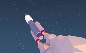 低多邊形火箭從懸崖發射到繁星夜空 — 火箭 GIF 壁紙