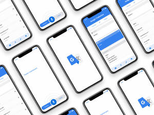 一系列智能手機展示Google翻譯應用程式介面及翻譯範例。