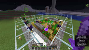 夜晚Minecraft女巫農場，有玻璃牆同種緊嘅農作物。 — 女巫 GIF 壁紙