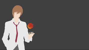 動漫男孩穿著白襯衫和紅領帶，拿著一個紅蘋果。