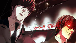 兩個穿著西裝的動漫男子，表情強烈，背景有發光的紅色文字。