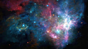 色彩繽紛的宇宙星雲，在深空中閃爍著星星和旋轉的氣體雲。