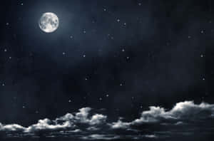 夜晚雲層之上的月亮和星星 — 月色夜空 壁紙