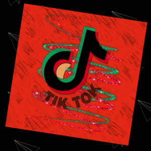 TikTok 標誌帶有閃閃發光的漩渦在紅色背景上