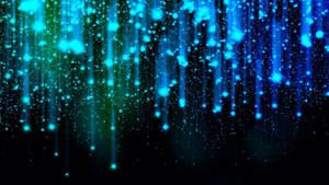 發光的藍色和綠色粒子像數位雨一樣落在黑色背景上。 — 星星 壁紙