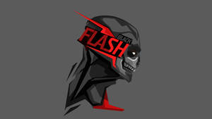 帶有紅色閃電和文字的黑色 Flash 骷髏頭標誌。