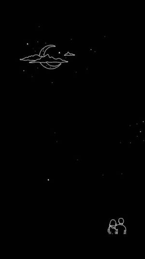 兩個人站在星空下觀看月亮