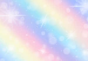 粉彩彩虹天空，帶有閃爍星星和發光光暈效果。