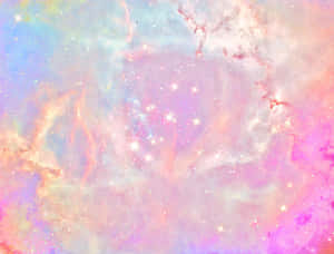 帶有發光星星和柔和色彩漸變的粉彩宇宙星雲。