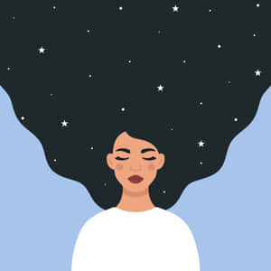 滿頭星光的女性仰望夜空 — 夢境 GIF 壁紙