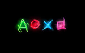 黑色背景上帶有發光軌跡和火花的霓虹 PlayStation 標誌。 — 霓虹 壁紙