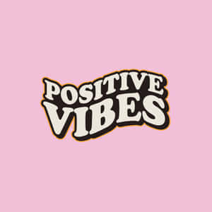 粉紅色背景上嘅復古風格 Positive vibes 文字圖形 — iPad Air 壁紙