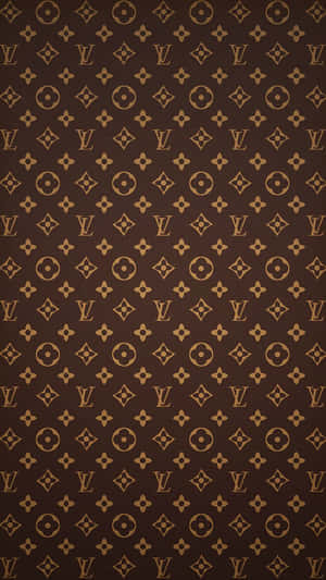 棕色和金色 Louis Vuitton 字母組合圖案壁紙