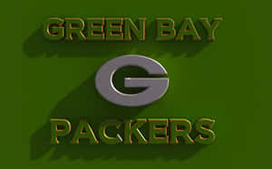 Green Bay Packers 標誌，帶有 3D 金屬質感 G 和金色文字，背景為綠色。 — 綠灣包裝工 GIF 壁紙
