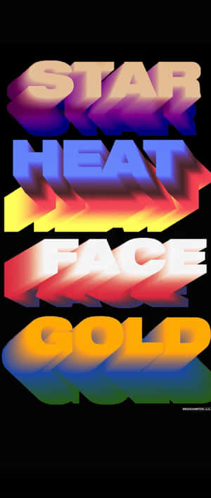 黑色背景上鮮豔的漸變3D文字單詞 star heat face 金色。 — 音樂美學 壁紙