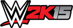 WWE 2K15電子遊戲標誌，採用大膽的紅、黑、銀色設計。 — 超寬螢幕 壁紙