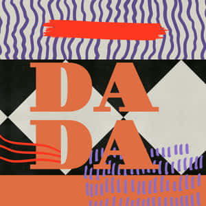 抽象圖形設計，在幾何圖案背景上帶有大膽的橙色 DADA 文字。 — iPad Air 11 壁紙