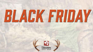 Black Friday促銷圖形，帶有鹿角和信用合作社標誌，背景為葉子。 — 明亮 壁紙