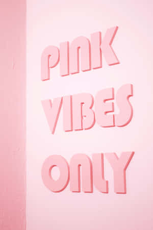 粉紅色3D字母在粉紅色牆上寫著pink vibes only。 — 淺粉紅色美學動圖 壁紙