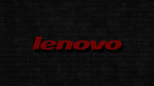 紅色 Lenovo 標誌在黑色磚牆上，帶有陰影效果。 — 美學筆電 壁紙