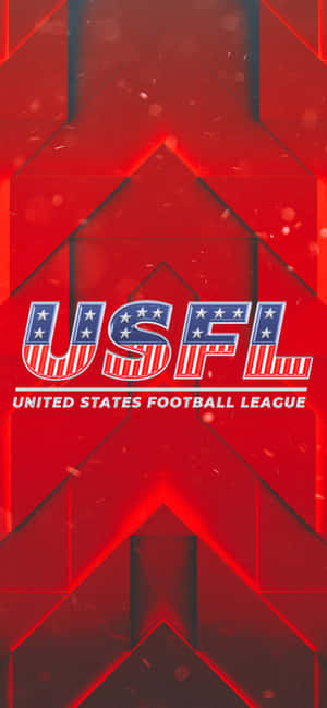 USFL標誌與星條旗在紅色幾何背景上 — 1290x2796 壁紙