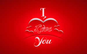 紅色背景，白色3D文字顯示I Love You，周圍環繞心形。 — 愛就是愛 壁紙