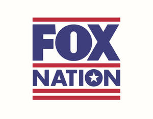 Fox Nation標誌，帶有藍色文字和紅色條紋 — 狐狸 壁紙