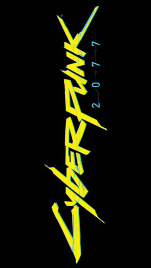 Cyberpunk 2077 標誌，在黑色背景上帶有螢光黃和青色的數位故障效果 — 遊戲 壁紙