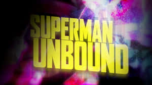 色彩繽紛的數位抽象背景上的大膽黃色Superman Unbound文字。 — 超人 壁紙