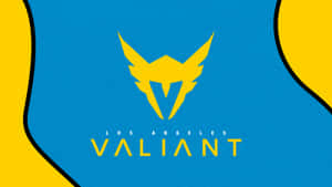 洛杉磯Valiant電競隊標誌，藍色背景上帶有黃色翼狀頭盔。 — 鬥陣特攻 GIF 壁紙