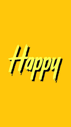 黃色背景上以筆觸風格呈現的Happy文字 — 夜景城市 壁紙