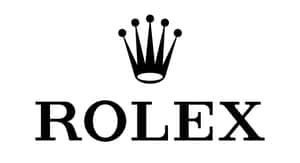 黑色 Rolex 標誌，皇冠位於粗體文字上方，背景為白色。 — 極簡美學 壁紙