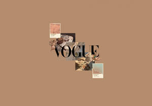 Vogue雜誌標誌，帶有極簡拼貼風格的復古時尚插圖。 — 美學筆電 壁紙