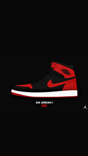 紅黑 Air Jordan 1 運動鞋，白色鞋底，黑色背景。 — Jordan 標誌 GIF 壁紙