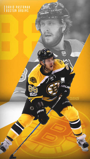 冰球運動員 David Pastrnak 身穿波士頓棕熊隊制服，擺出動作姿勢。 — 火影忍者海報 壁紙