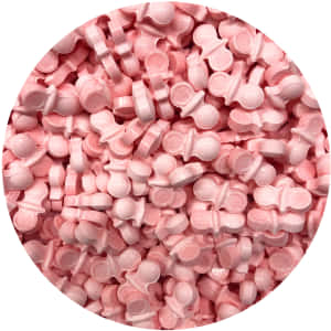 一堆粉紅色小提琴形狀的糖粒，用於裝飾甜品。 — 糖果 GIF 壁紙