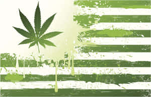 大麻葉在垃圾搖滾風格的美國國旗上滴下綠色油漆。