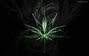 發光綠色分形大麻葉在深色旋轉背景上