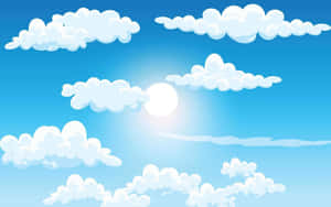 藍天白雲和閃耀的太陽。 — 雲朵 壁紙
