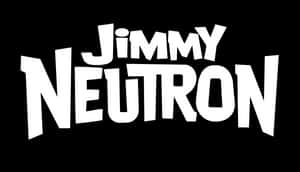 白色風格文字標誌 Jimmy Neutron 顯示在黑色背景上。 — 動畫 壁紙