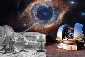 宇宙星雲下的歷史天文學家和現代天文台。 — 銀河系 壁紙
