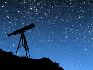 星空下山頂上的望遠鏡 — 月色夜空 壁紙