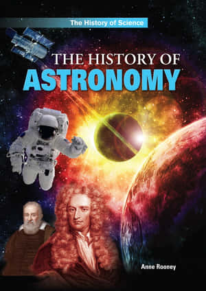 書本封面顯示太空人和歷史天文學家在太空中，有行星和星星。 — 星際寶貝 壁紙