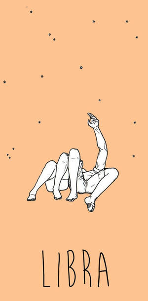 線條藝術，一個人指向星星，下方有Libra字樣，背景為桃色。