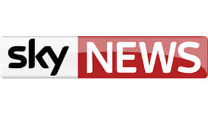Sky News 標誌，紅色背景上有黑色 sky 和白色 NEWS。