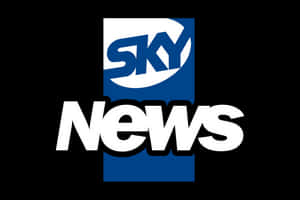 Sky News 標誌，藍色和白色文字在黑色背景上