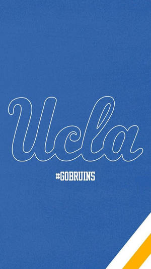 UCLA Bruins標誌帶有標籤GOBRUINS，位於帶有白色和金色條紋的藍色背景上。 — 藍色 壁紙